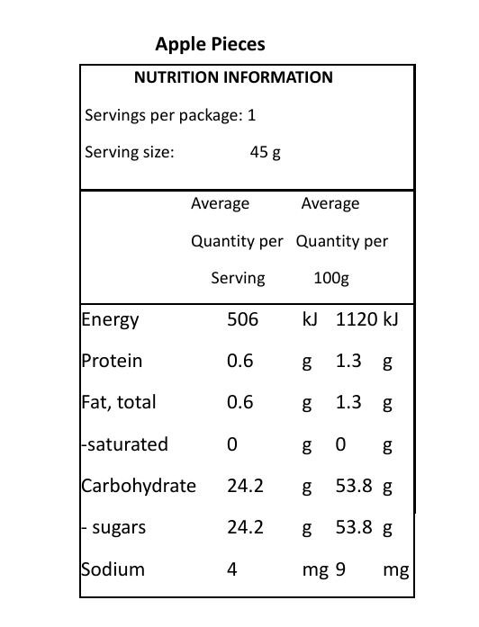 Freeze-Dried Apples 45g Packet