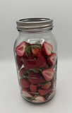 Freeze-dried strawberries in a mason jar